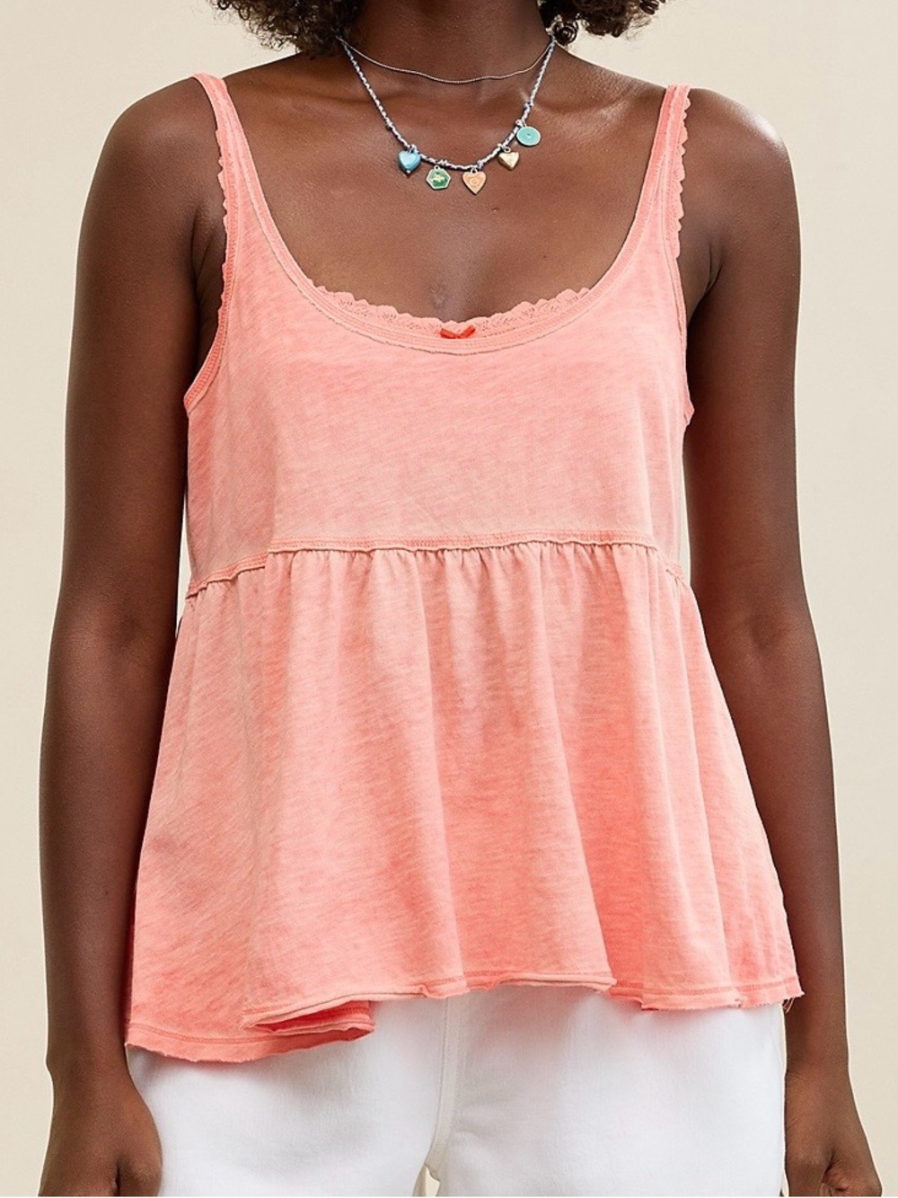 aerie Peach Scoop Neck Babydoll Tank